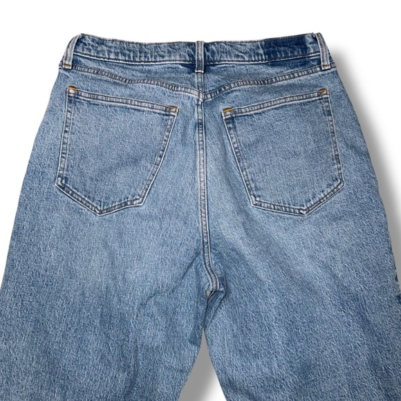 Abercrombie Curve Love 90s Straight Jeans Women 32/14 Light Wash Distressed EX - Picture 4 of 6